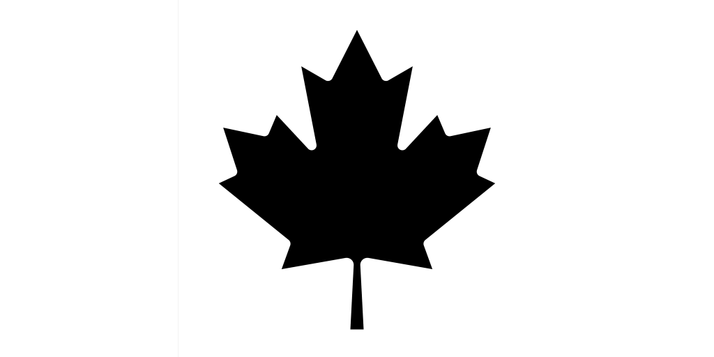 Black silhouette of a maple leaf on a white background, with distinct, pointed lobes and a central stem.