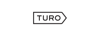 Logo of Turo featuring the brand name in bold, black letters within a stylized arrow pointing to the right. The background is white.