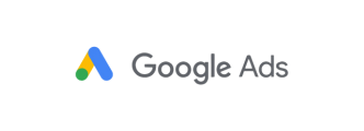 Google Ads logo featuring a graphic of a stylized blue and yellow letter "A" followed by the text "Google Ads" in gray. The background is white.
