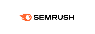 Logo featuring the word "SEMRUSH" in black letters. An orange icon resembling a comet or motion trail is positioned to the left of the text. The background is white.