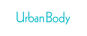 Logo with the words "Urban Body" in light blue on a white background.